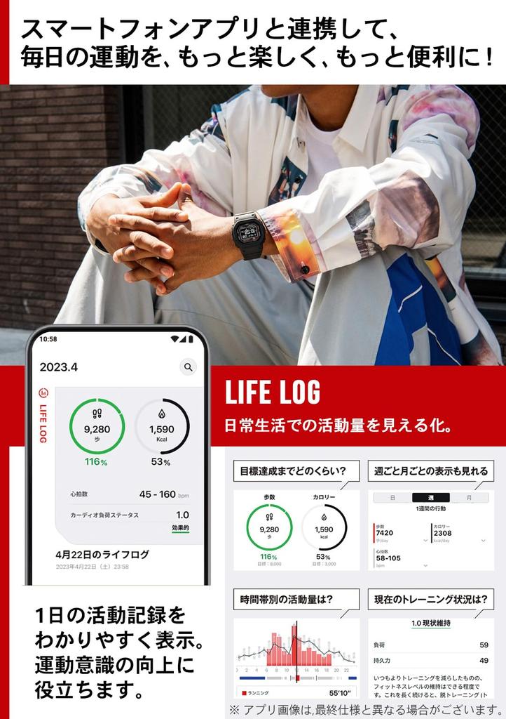 Watch Heart Rate Monitor with Bluetooth Black X Blue [Casio] G-Shock [] G-SQUAD DW-H5600-1A2JR Men's