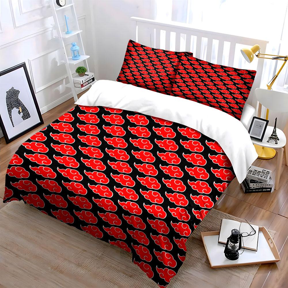 Dense Pattern of Red Clouds Bedding Set for Kids Luxury Gift 3pcs Digital Print Comforter Set Soft Comfortable Breathable