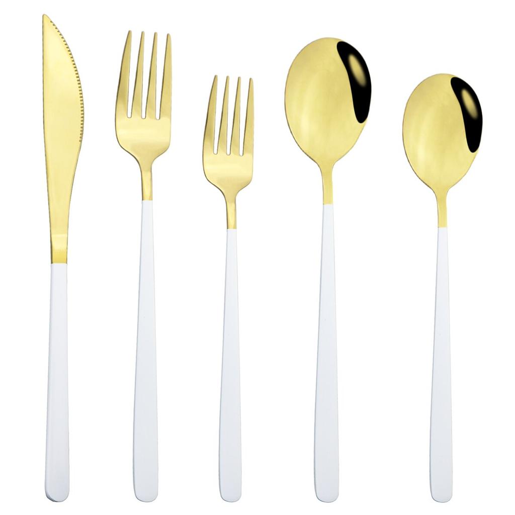 5/10/20 Pcs Colorful Dinnerware Cutlery Set 304 Stainless Steel Flatware Set Mirror Knife Fork Spoon Tableware Set Kitchen Silverware