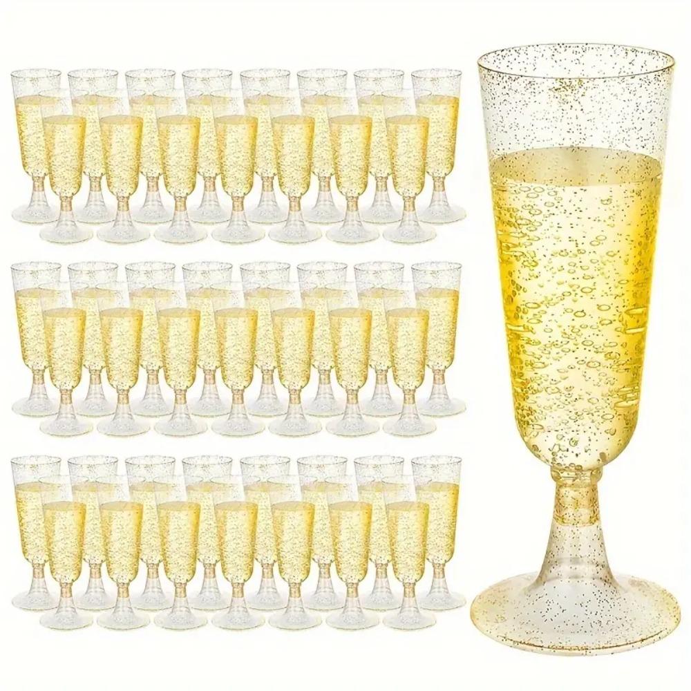 10pcs Clear Plastic Champagne Flute Goblet Durable Red Wine Glass Cocktail Cups  Wedding