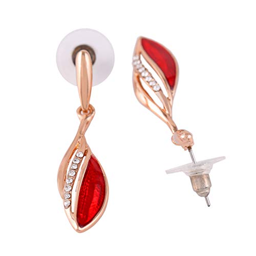 Стильные подвесные серьги Estele из латуни с покрытием из розового золота и красной эмалью для девочек и женщин