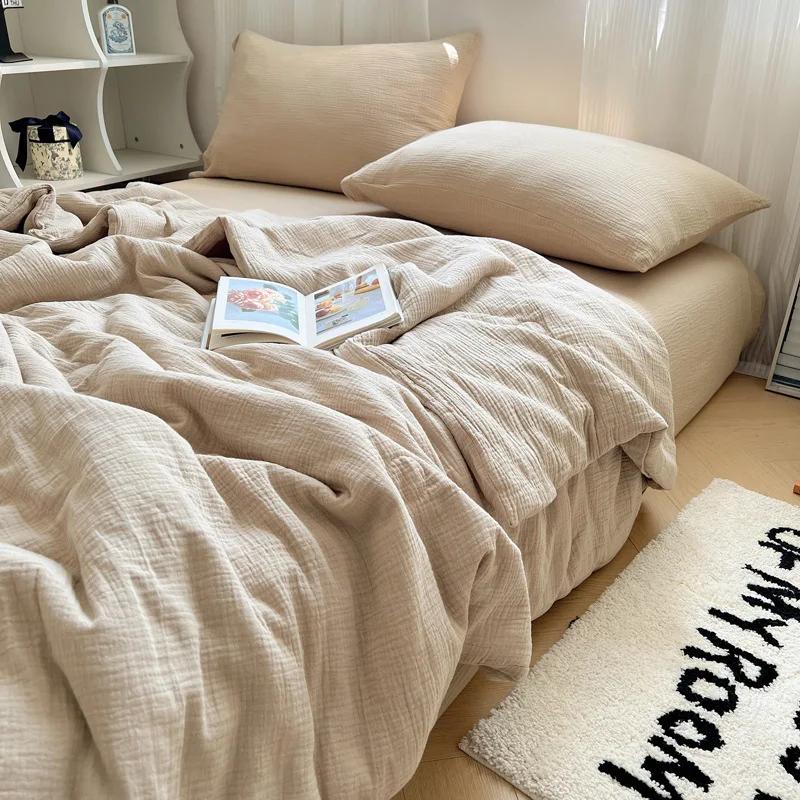 New class A double-layer yarn Xia Liang quilt four-piece summer single dormitory thin quilt summer air conditioner quilt