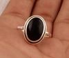 Solid 925 Sterling Silver Black Onyx Oval Cabochon Gemstone Handmade Designer Statement Ring Jewelry
