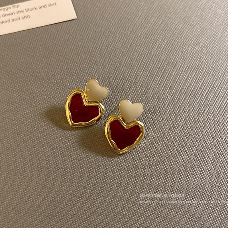 Красные Сердечки Серьги-подвески для Женщин Корейская Мода Модные Необычные Акцентные Серьги Вечеринка Девушки Свадебные Украшения Аксессуары