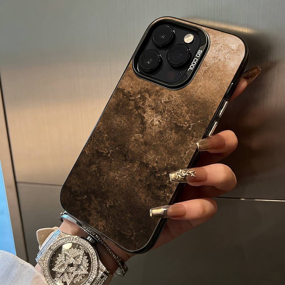 Натуральный- ржавый- текстурный Чехол для телефона Для iPhone 17,16,15,14,13,12,11 Plus Pro Max Цветной Серебристый Чехол для телефона