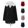 Jackets for Women Fleece Cotton Coat White Fur Collar Parker Coat In The Long Section Hooded Winter Warm Velvet Coat Female Cotton Clothes Clothes