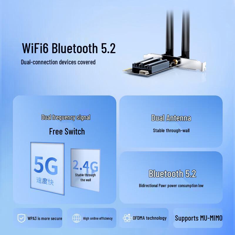 DOREWIN PCI-E WiFi 6 AX3000 Гигабитная сетевая карта для настольного компьютера (Китайская версия)