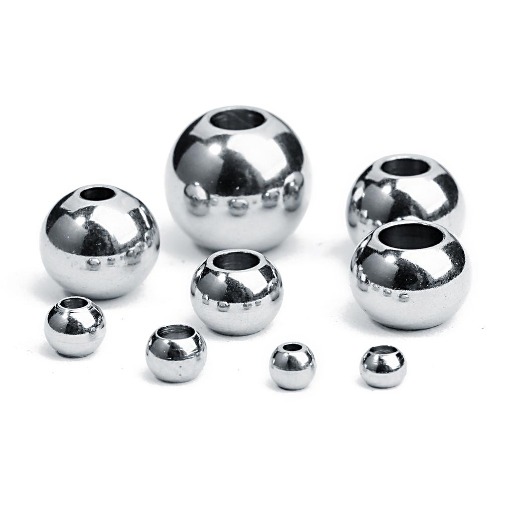 Stainless Steel Beads Square Round Big Hole Loose Spacer Bead For Jewelry Making Charm Bracelets Necklace Finding