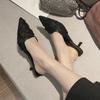 Temperament Pointed Gentle High Heels 2025 New Fairy Mesh Flower Lace Bag Head Half Drag High Heels Outer Wear