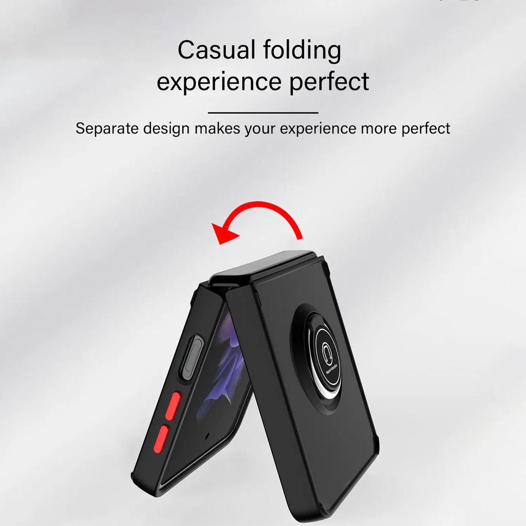 Shockproof Matte Phone Case for Samsung Galaxy Z Flip 6 5 4 3 Protective Cover Ring Stand Holder Shell Business Full Protection