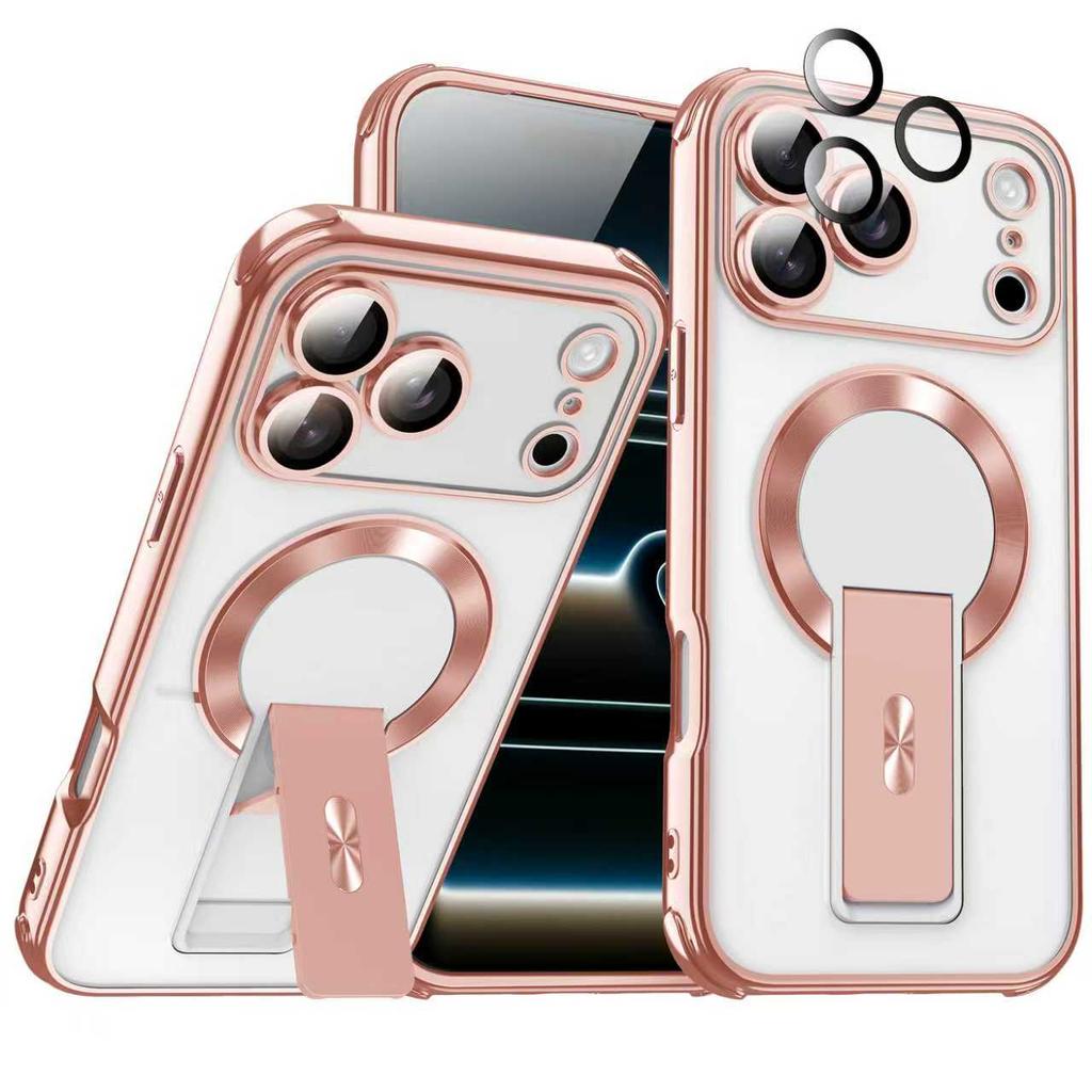 Luxuru Four Corners Invisible Kickstand Phone Case for For Iphone 17 16 15 14 11 12 13 Pro Max Plus Transparency for  Cover