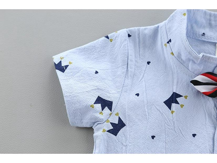 Модный летний комплект-двойка для маленьких мальчиков с коротким рукавом