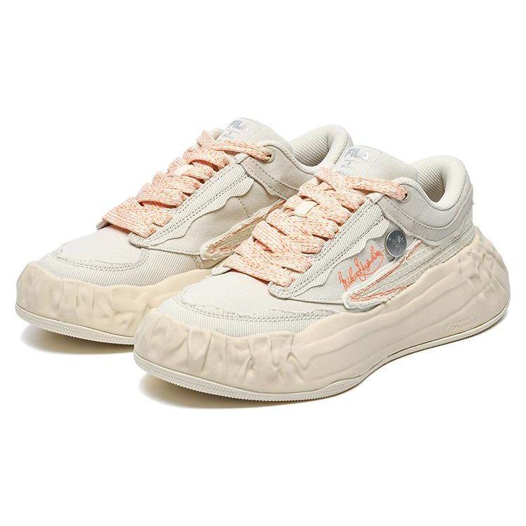Mihara Yasuhiro X Fila FM-15 Ткань Свиная кожа Спортивный Комфорт Низкие Повседневные Кроссовки Женские Повседневные Кроссовки Бежевый F12W224301FAG