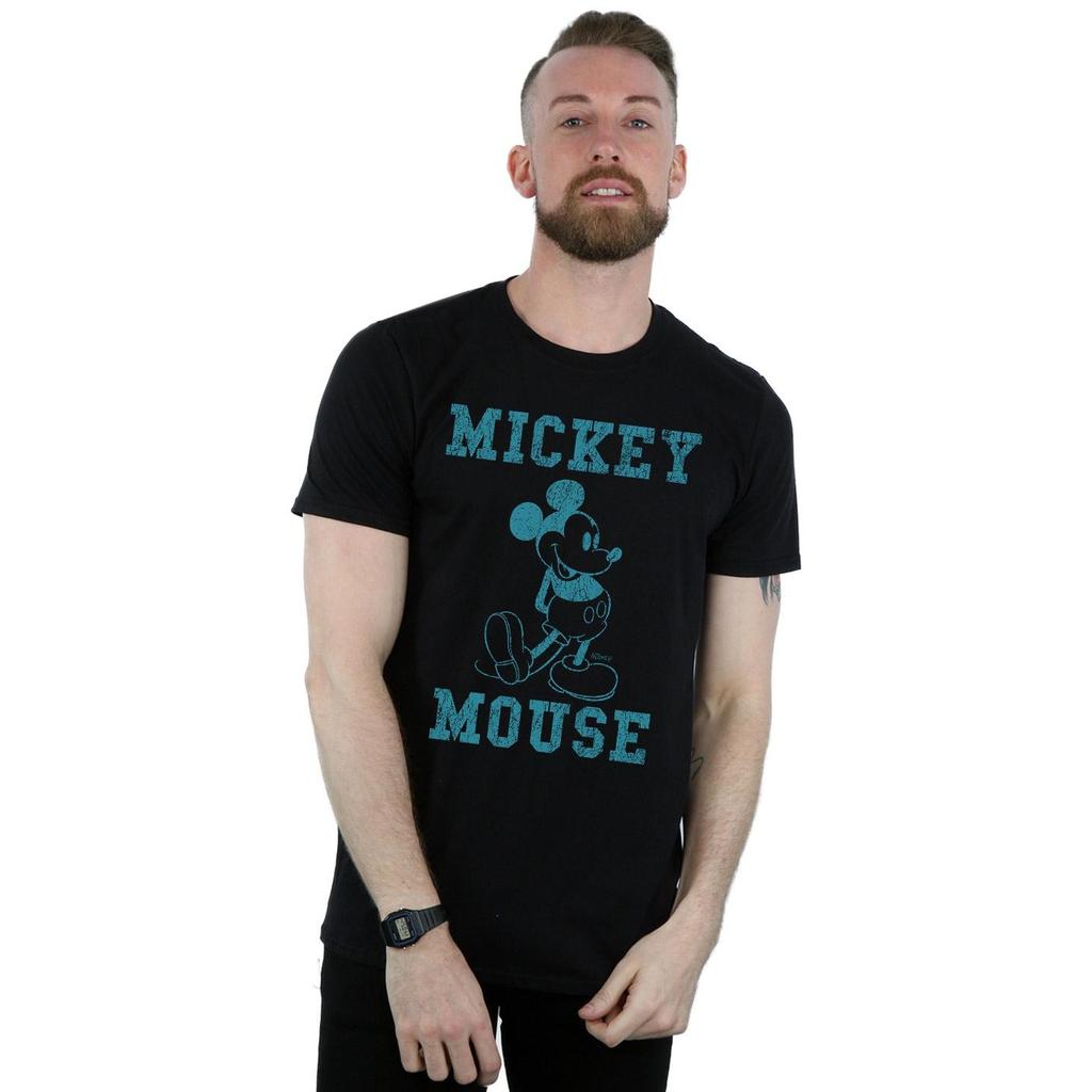 Disney Mens Mickey Mouse Distressed Kick Mono T-Shirt