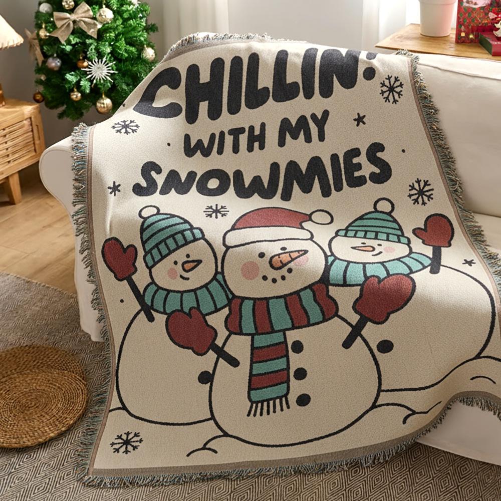 sofa towel cover cotton yarn winter festival atmosphere decorative cloth cover blanket anti-cat scratch sofa cushion