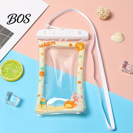 Touch Screen Water Bag Cute Waterproof Phone Pouch with Floating Airbag And Lanyard, Clear PVC Cellphone Dry for Swimming Beach Hot Springs