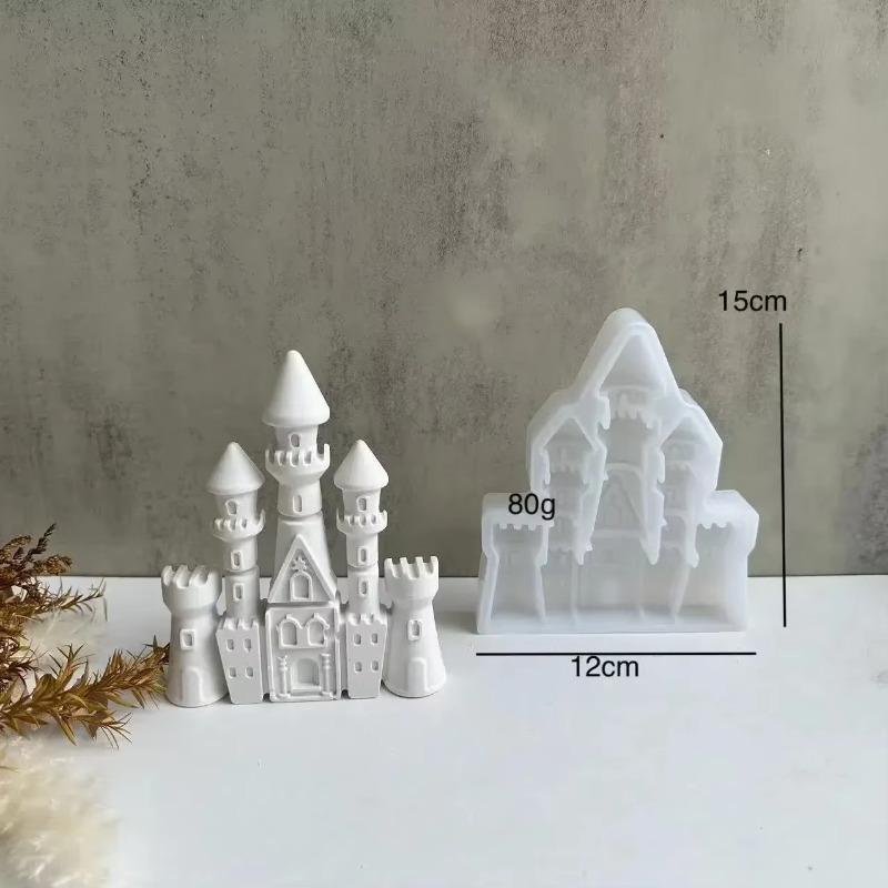 European Style Castle Candle Silicone Mold House Building Cake Chocolate Silicone Mold Soap Castle Resin Gypsum Mold 2024