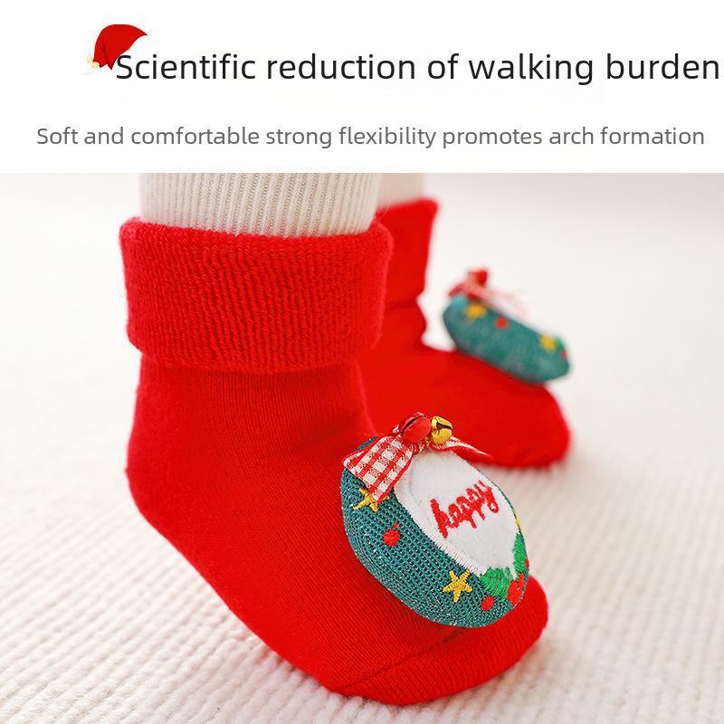 Мягкая утолщенная махровая обувь для новорожденных - ярко-красный цвет для осени/зимы (1 год)