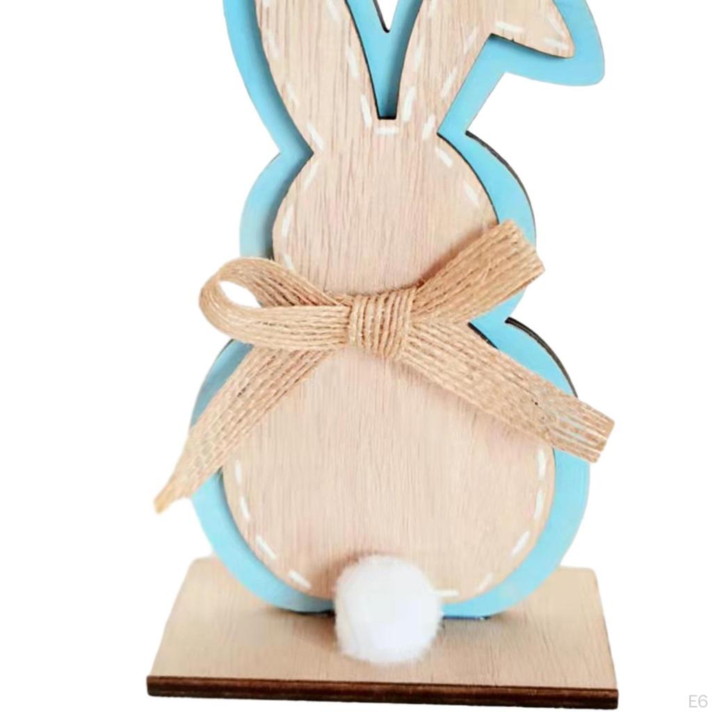 Easter Bunny Decorations Ornament Craft Desk Hallway Party Favors Indoor Rabbit Figurine Wooden
