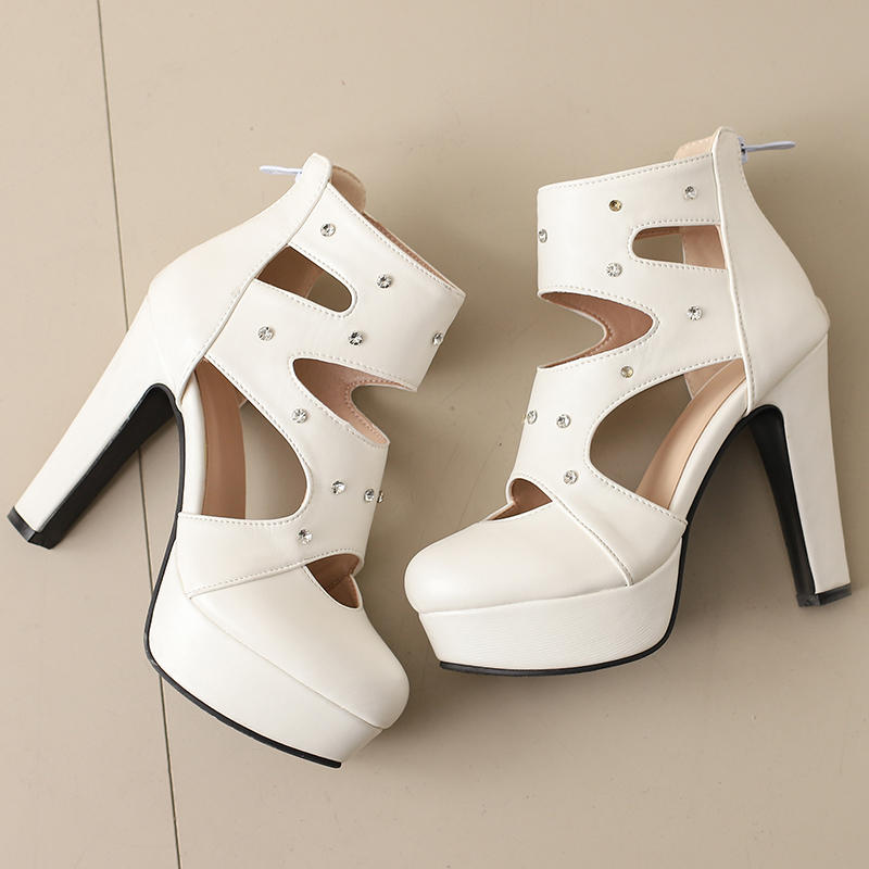 Женские босоножки на высоком каблуке весна и лето новые в европейском и американском стиле водонепроницаемые римские сандалии на толстом каблуке большого размера