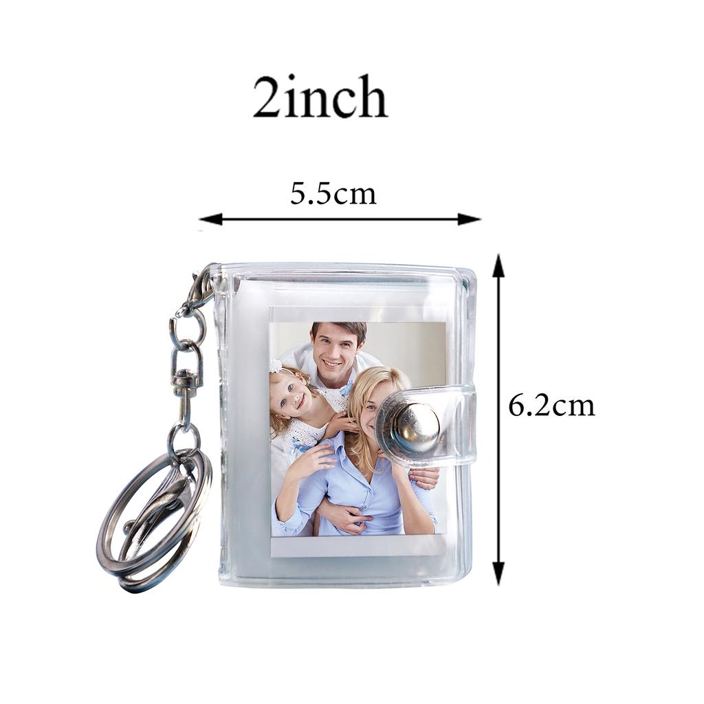 16 Pages Mini Photo Album Keychain Jewelry Crafts Album 1/2 Inch Transparent Glitter Card Holder DIY Gifts for Family Friends