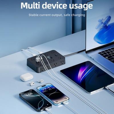 Мощная розетка высокого тока с зарядным устройством, многослотовая конструкция, 16 розеток переменного тока, 3 USB, 2 Type-C, комбинированное зарядное устройство с функцией быстрой зарядки