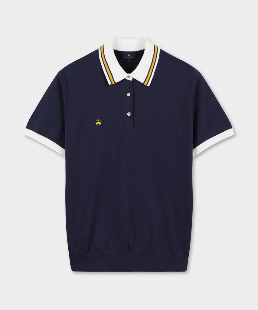 BROOKS BROTHERS Contrast Short Sleeve Polo Sweater (Indigo) (Bbwtmf4547Ofm)