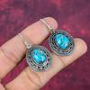 Blue Copper Turquoise Handmade Gemstone Earrings, 925 Solid Sterling Silver Earrings Antique Jewelry, For Engagement Gift