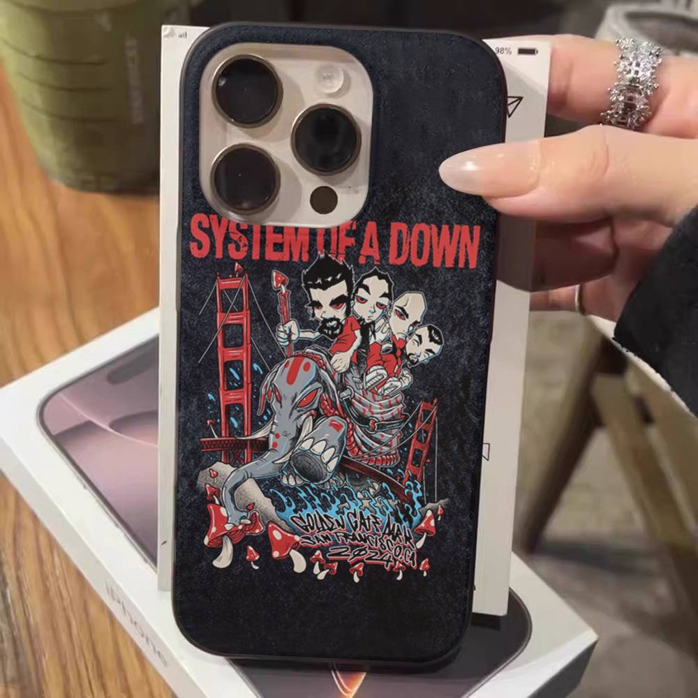 Металлический ремешок Чехол для телефона System Of A Down Для iPhone 17 16 15 14 13 12 11 Гофрированный Матовый Мягкий Чехол Противоскользящий