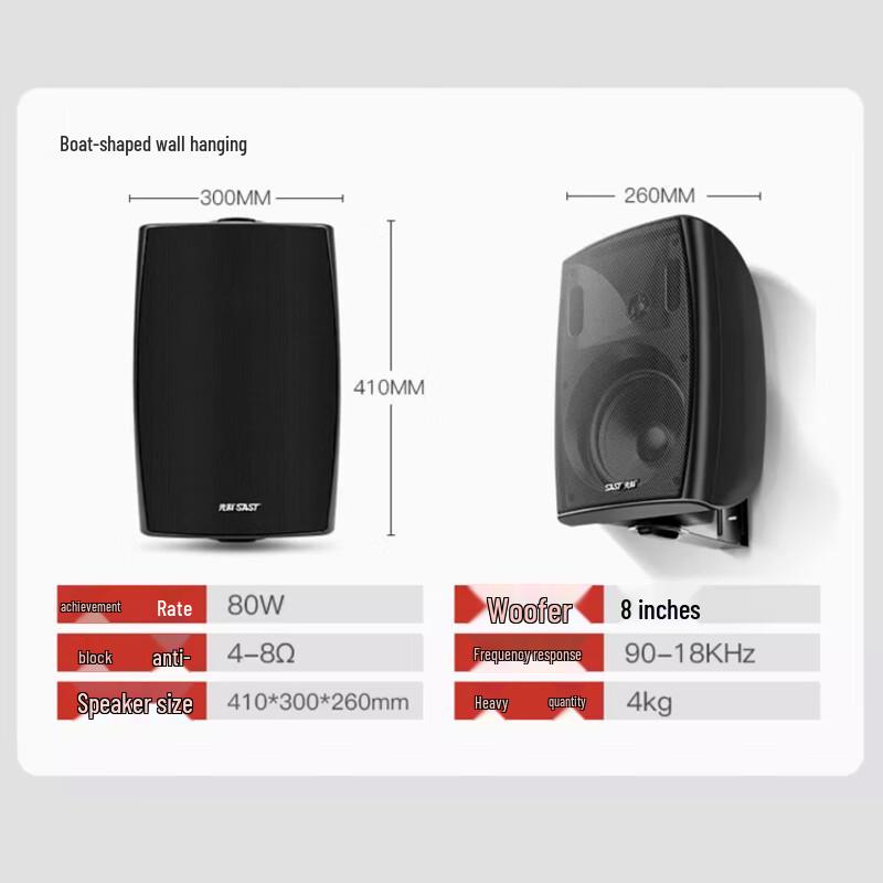 SAST 8-inch Wireless Wall-Mount Speaker CN plug (adapter included)