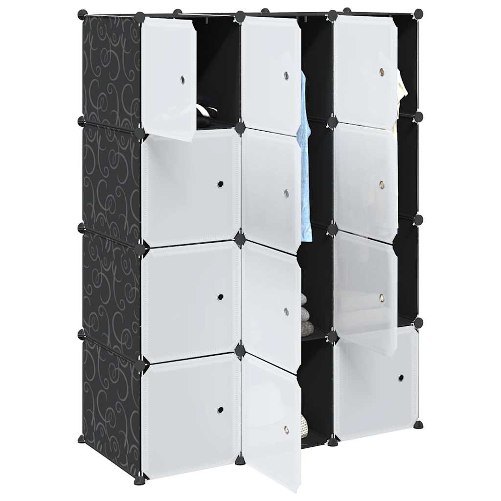 Cube Shelving System with 12 Cubes and Hanging Rods PP