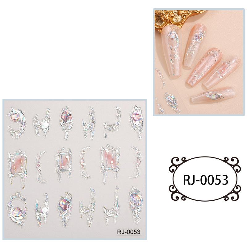 Nail Stickers Embossed 5D Three-dimensional Hot Silver Imitation Diamond Flash Nail Art Sticker Decoration