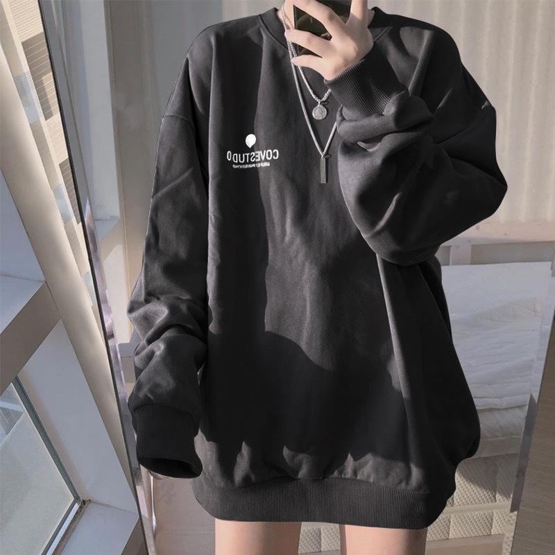 Cotton-inclusive Harajuku Style Sweatshirt for Women Korean Style Loose Casual Top Hong Kong Style Base Shirt for Students Women's Clothing