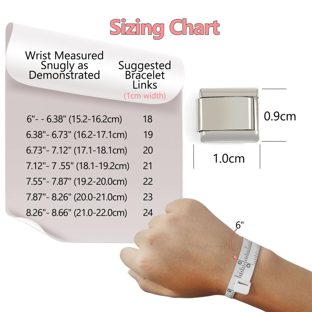 Stainless Steel Italian Style Charms Artisanal Italian Charm Bracelet Set Sturdy Links with Easy To Use Opening Tools