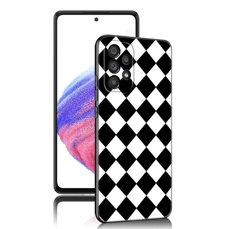 Черный белый клетчатый чехол Zebra для Samsung A04 A21 A30 A50 A52 S A13 A14 A22 A23 A32 A53 A73 5G A11 A12 A31 A33 A51 A70 A71 A72