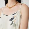 [Interior Style] Spring/Summer Ink Printed Stand Cut Waist for Slimming and Breathable Mulberry Silk Strap Skirt for Women