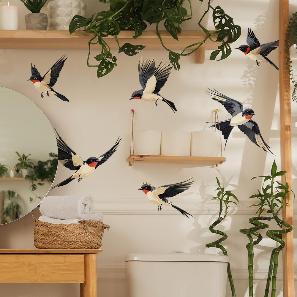 Simple Chinese Style Painted Birds Bedroom Living Room Home Background Beautification Decoration Wall Stickers