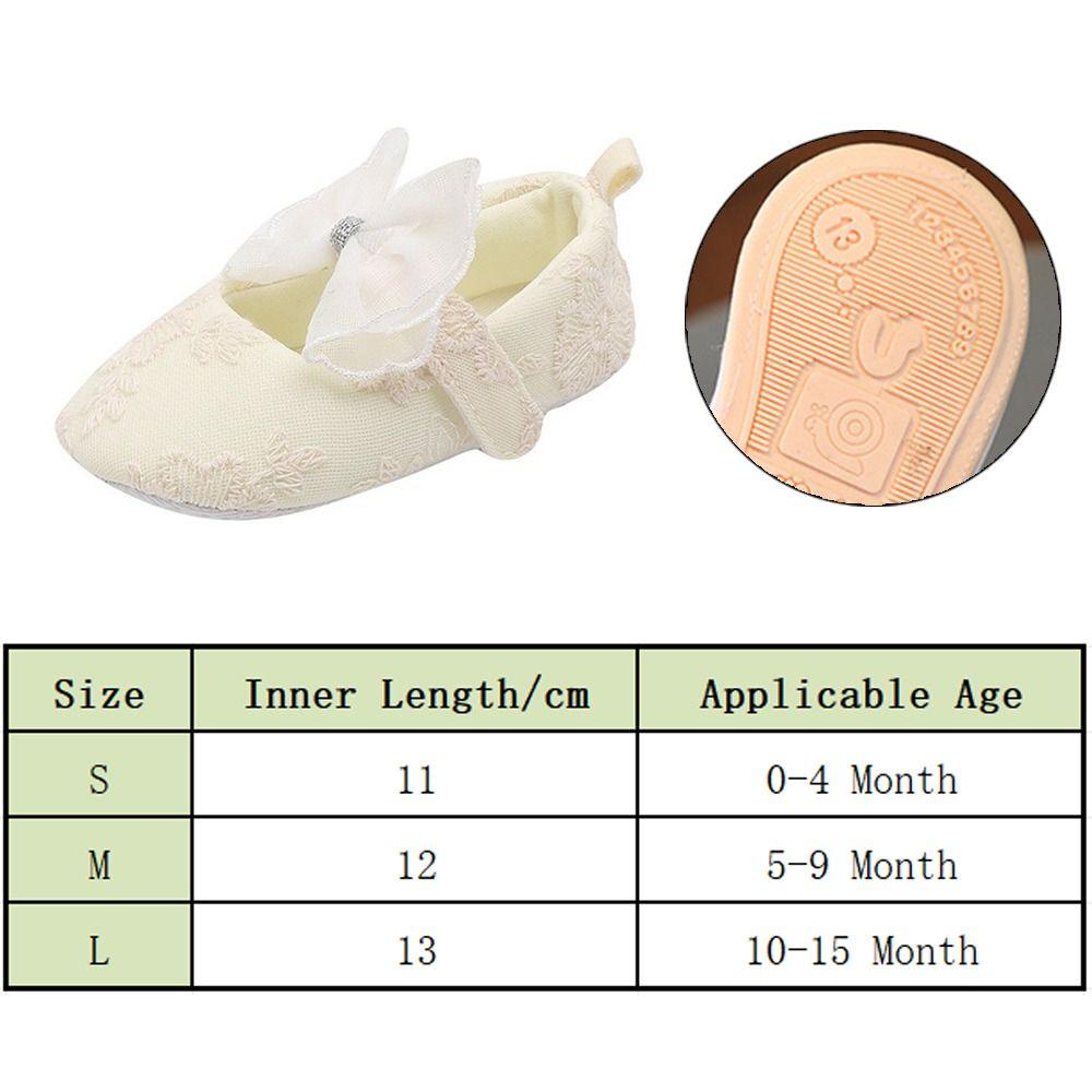 White Color Princess Shoes Non-Slip Sole Rubber Sole Shoes New Toddler Shoes for 0-15 Month