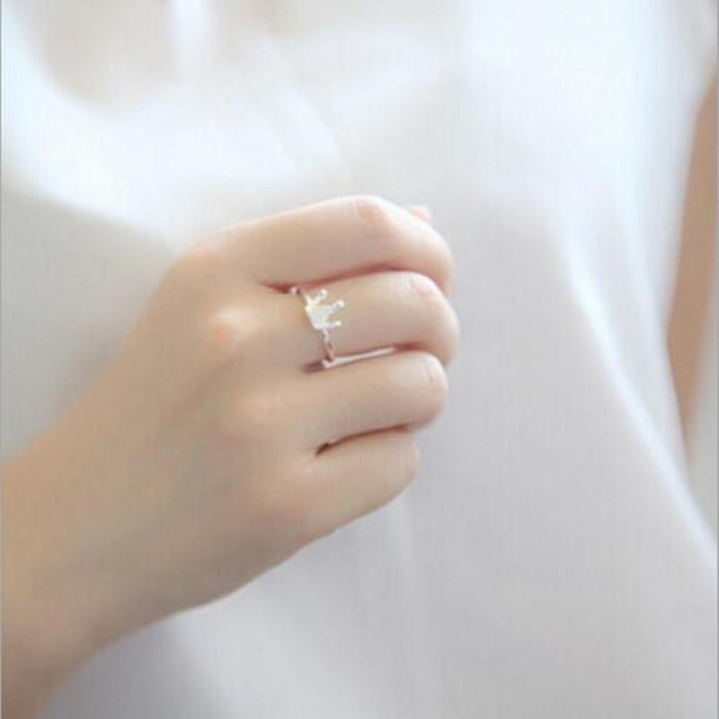 Fashion 925 Sterling Silver Jewelry Cute Opening Small Crown Creative Opening Rings R061