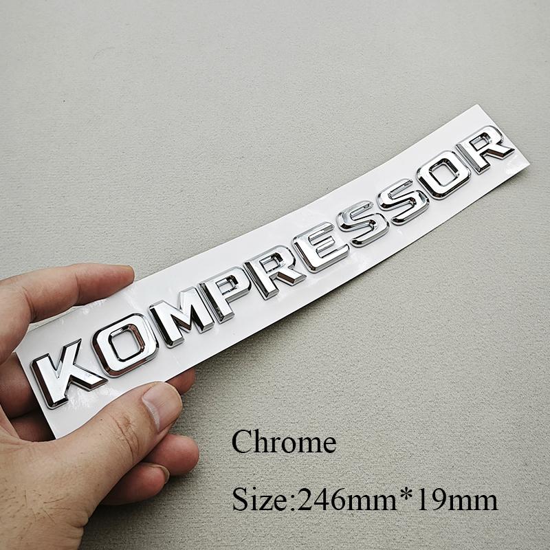 3D KOMPRESSOR Emblem Badge Letters For Benz W203 W204 W211 W210 C SLK Class ABS Glossy Black Chrome Trunk Logo Decal Accessories SL6