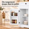 Kitchen Island with Side Pull-Out Dining Table, Cabinet with Countertop in Light Wood Look, Two Drawers, Trash Bin Compartment and Door Shelves (Wei