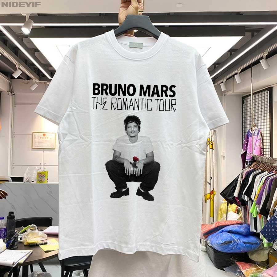 Футболка Bruno Mars The RoUnisextic Tour для унисекс женщин Хип-хоп Уличный стиль Оверсайз Топы 100% Хлопок Футболка BM2