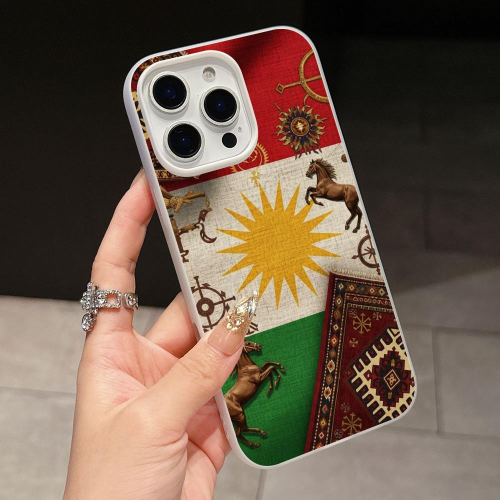 Kurdistan Flag Jelly Double layer White Mobile Phone Case for iPhone 17 16 15 14 13 12 11 Air Pro Max Plus Protective
