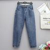 XL-6XL Plus Katta O'lchamdagi Keng Jinslar Ayollar Yuqori Bel Aniq Uzunlikdagi Denim Shimlar Mom Jinslar Ayollar uchun Ko'k Jinslar