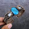 Natural Tibetan Turquoise Copper Wire Wrap Cuff Bangle Adjustable h2P75