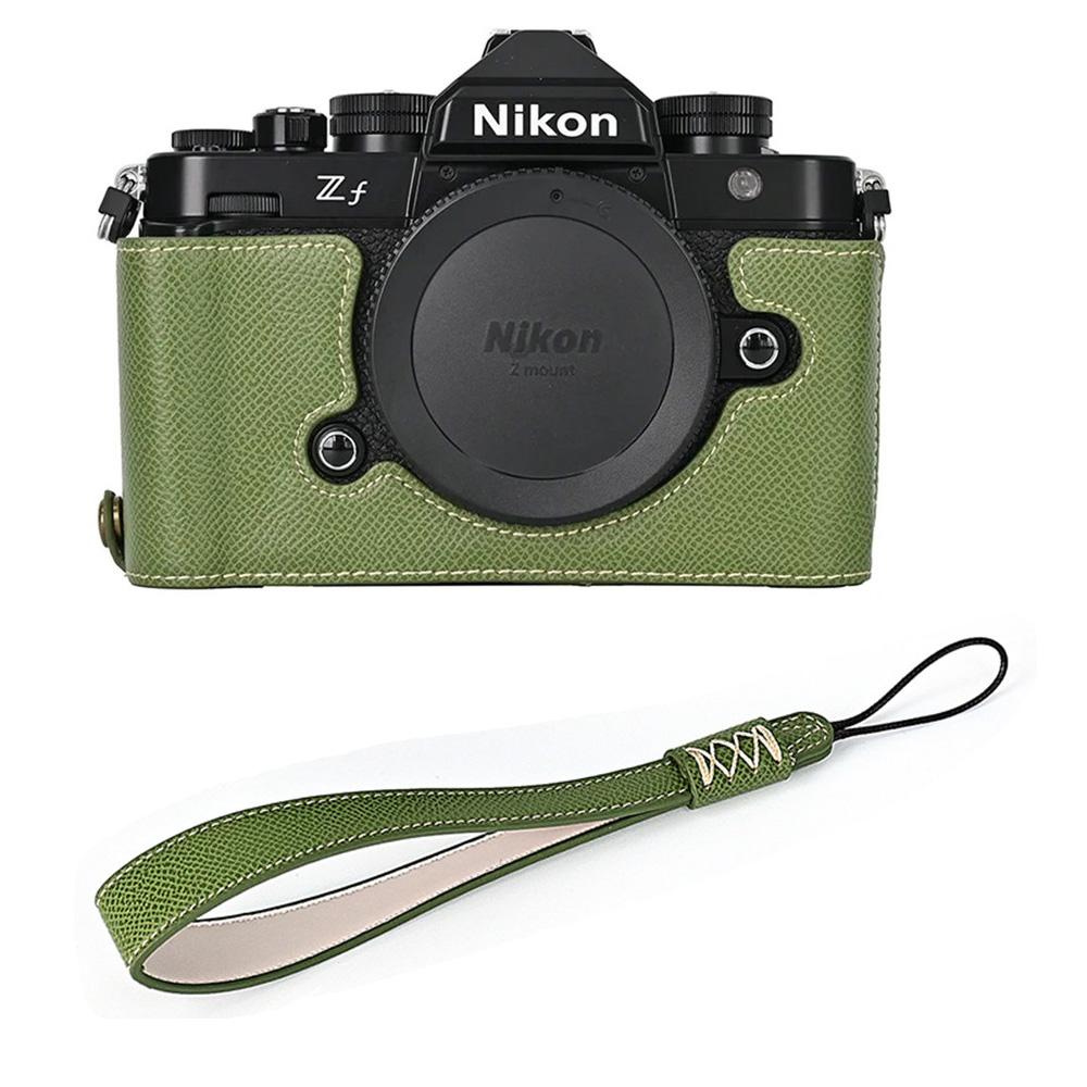 Palm Print PU Leather Camera Half Body Case for Nikon Zf ZF Z f Battery Opening Bottom Cover With Hand Strap