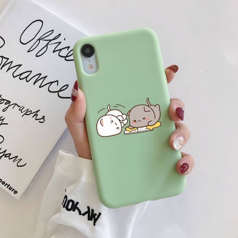 FHNBLJ Mochi Peach Goma Cat Чехол для телефона Мягкий однотонный чехол для iPhone 11 12 13 mini pro XS MAX 8 7 6 6S Plus X XR