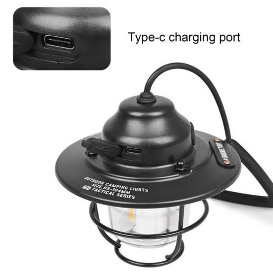 LED Camping Lantern Rechargeable Ultra-Bright Camping Light Waterproof Dimmable Hanging Retro Electric Lamp