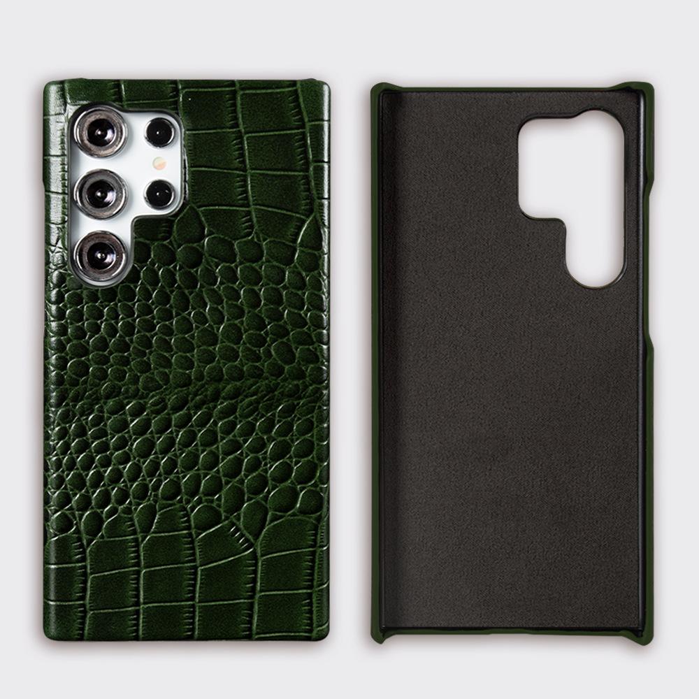 Премиальный чехол из натуральной кожи для Samsung Galaxy S24/S24 Ultra/S23/S23 Ultra/S22/S22 Ultra Кожа с узором под крокодила