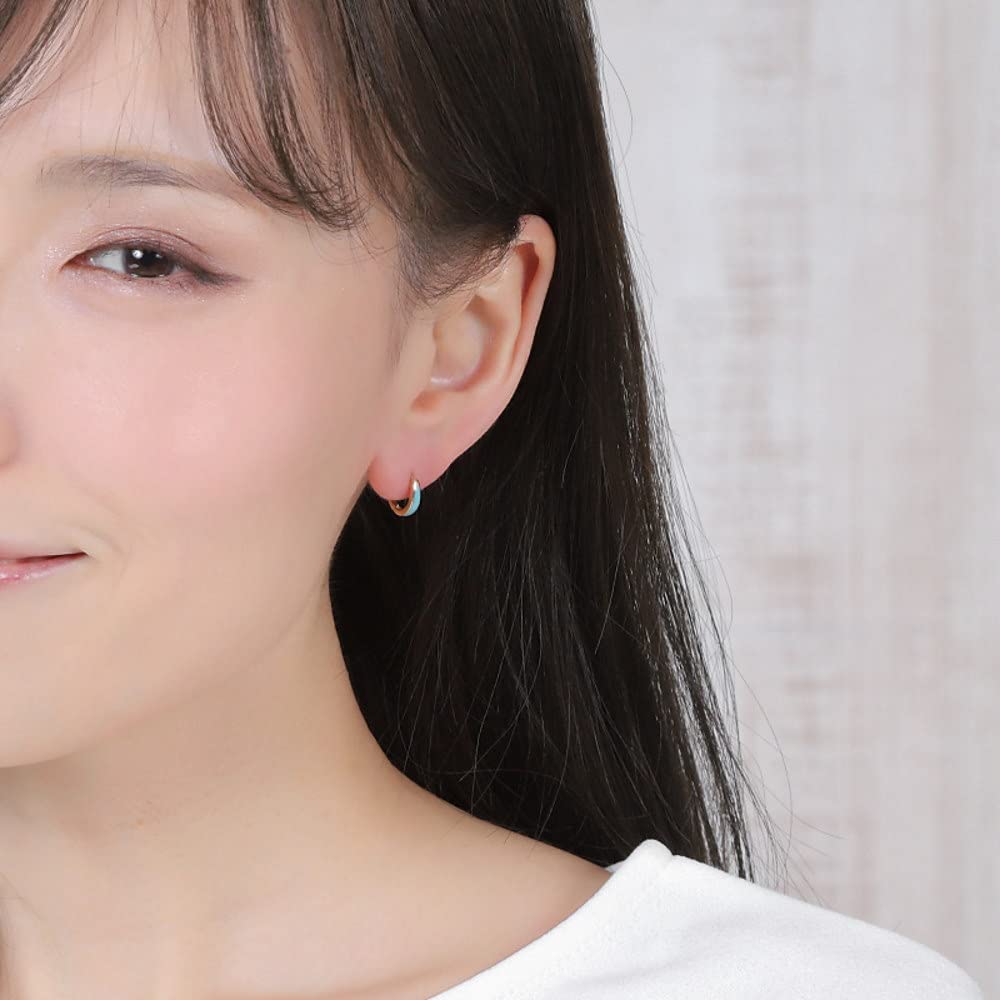 Товары 18K серьги-кольца бирюзовые бирюзовые на оба уха золотые [Happy Shop] мужские женские